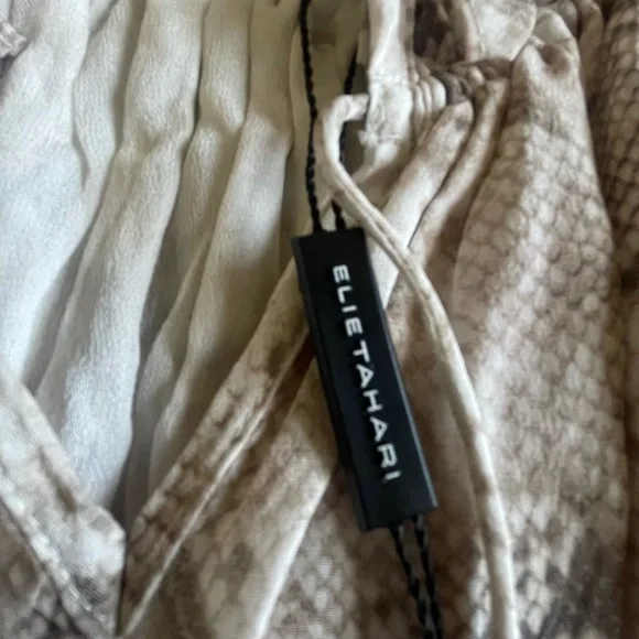 Elie Tahari Snake Print Maxi Dress NWT Smocked Waist Resort Sz 2 - Picture 9 of 11